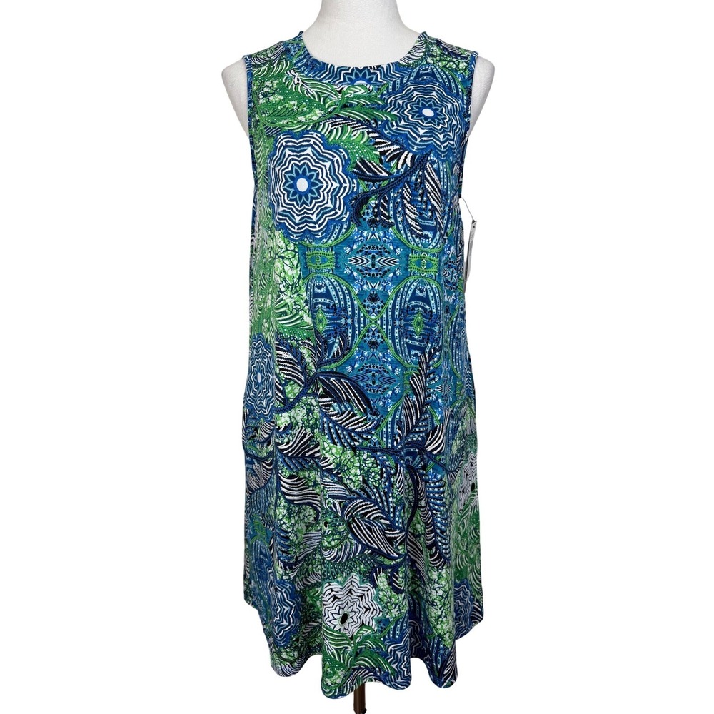 AGB Shift Dress‎ Women's Medium Blue Green NEW Geometric Floral Paisley 0320X91